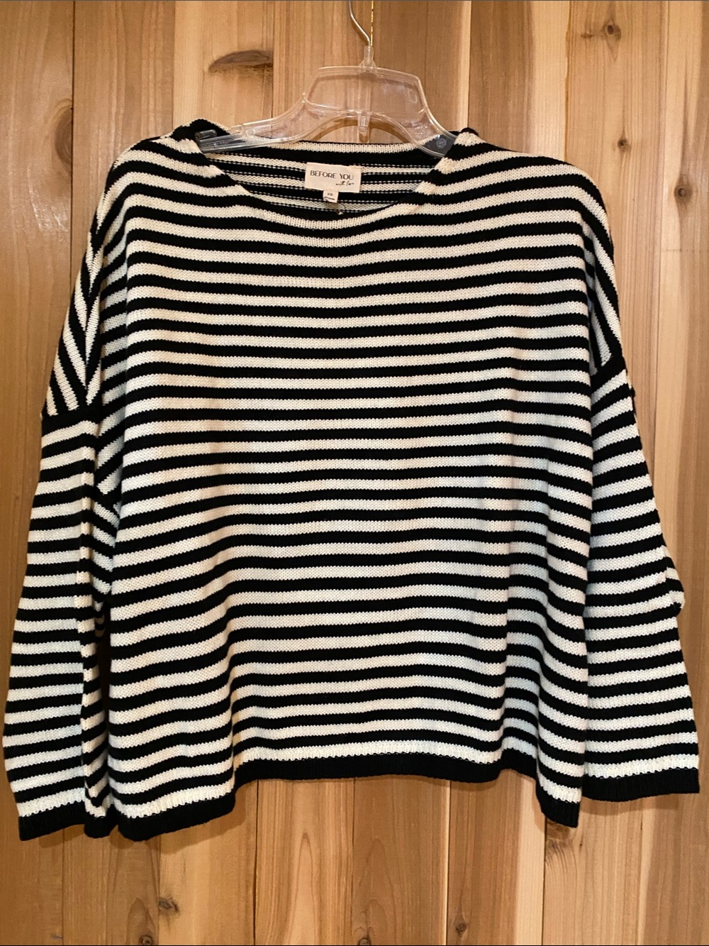 Striped Crewneck Sweater - Black & White